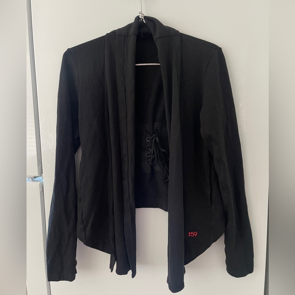 Splits59 Black Women's Jacket with Lace-Up Detail